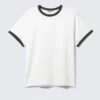 Kurzärmeliges Baumwoll-T-Shirt mit Kontrastbesatz – Schwarz & Weiß