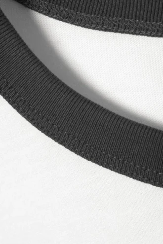 Kurzärmeliges Baumwoll-T-Shirt mit Kontrastbesatz – Schwarz & Weiß