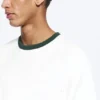 Kurzärmeliges Baumwoll-T-Shirt mit Kontrastbesatz – Weiß – Grüner Saum