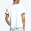 Kurzärmeliges Baumwoll-T-Shirt mit Kontrastbesatz – Weiß – Grüner Saum