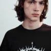 Kurzärmeliges bedrucktes T-Shirt – Schwarz – Thorn Crown