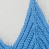 Kurzärmeliges, gestricktes Lagen-Oberteil – Weiß & Blau