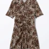 Kurzärmeliges Mini-Hemd-Kleid – Leopardenmuster