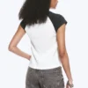 Kurzärmeliges Raglan-T-Shirt – Weiß/Dunkelgrau Kurzärmeliges Raglan-T-Shirt – Weiß/Dunkelgrau