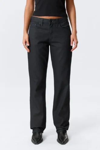 Laika-beschichtete Mid-Rise-Jeans mit geradem Bein – Indigo-Beschichtung – Dunkelblau