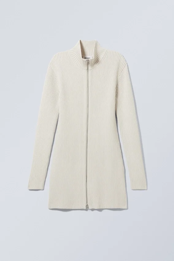 Laila Long Zip Strickjacke – Light Mole Laila Long Zip Strickjacke – Light Mole