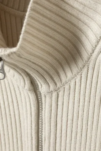 Laila Long Zip Strickjacke – Light Mole Laila Long Zip Strickjacke – Light Mole