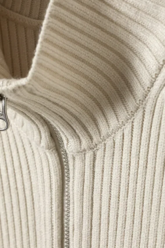 Laila Long Zip Strickjacke – Light Mole Laila Long Zip Strickjacke – Light Mole