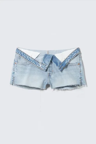 Lana Fold Down Denim Shorts – Fresh Blue – Hellblau