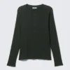 Langarm-Henley-T-Shirt – Dunkelgrün