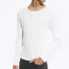 Langarm-Henley-T-Shirt – Staubweiß