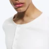 Langarm-Henley-T-Shirt – Staubweiß