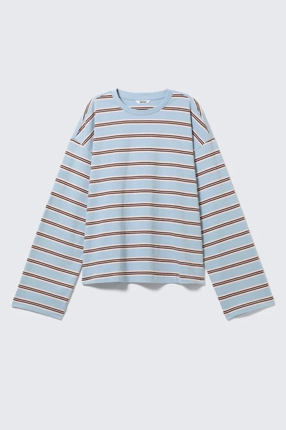 Langarmshirt aus Baumwolle – Blau/Mehrfarbig gestreift Langarmshirt aus Baumwolle – Blau/Mehrfarbig gestreift