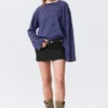 Langarmshirt aus Baumwolle – Blau- und burgunderrote Streifen Langarmshirt aus Baumwolle – Blau- und burgunderrote Streifen