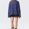Langarmshirt aus Baumwolle – Blau- und burgunderrote Streifen Langarmshirt aus Baumwolle – Blau- und burgunderrote Streifen