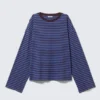 Langarmshirt aus Baumwolle – Blau- und burgunderrote Streifen Langarmshirt aus Baumwolle – Blau- und burgunderrote Streifen
