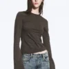 Langarmshirt aus Baumwolle – Dunkelgrau gestreift Langarmshirt aus Baumwolle – Dunkelgrau gestreift