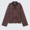 Langarmshirt aus Baumwolle – Dunkles Pflaumenblau – Rosa Streifen Langarmshirt aus Baumwolle – Dunkles Pflaumenblau – Rosa Streifen