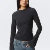 Langarmshirt aus Baumwolle – gestreift, dunkelblau