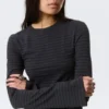 Langarmshirt aus Baumwolle – gestreift, dunkelblau