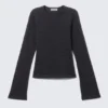 Langarmshirt aus Baumwolle – gestreift, dunkelblau