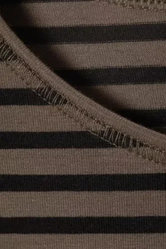 Langarmshirt aus Baumwolle – gestreift, dunkelbraun