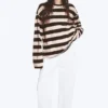 Langarmshirt aus Baumwolle – gestreift, dunkelbraun/staubrosa Langarmshirt aus Baumwolle – gestreift, dunkelbraun/staubrosa