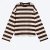 Langarmshirt aus Baumwolle – gestreift, dunkelbraun/staubrosa Langarmshirt aus Baumwolle – gestreift, dunkelbraun/staubrosa