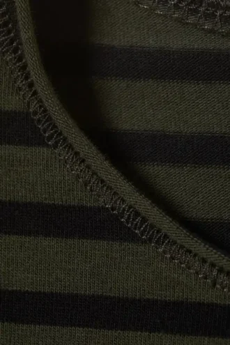 Langarmshirt aus Baumwolle – gestreift, dunkelkhaki-grün