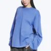 Langarmshirt aus Baumwolle – gewaschenes Blau