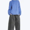 Langarmshirt aus Baumwolle – gewaschenes Blau