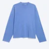 Langarmshirt aus Baumwolle – gewaschenes Blau