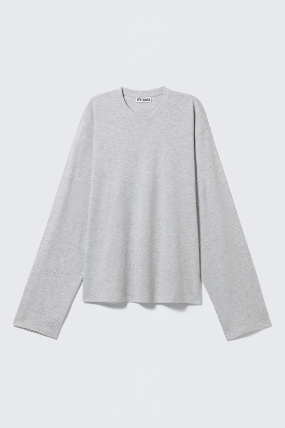Langarmshirt aus Baumwolle – Grau meliert Langarmshirt aus Baumwolle – Grau meliert