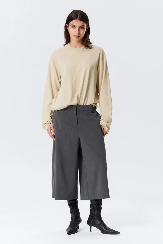 Langarmshirt aus Baumwolle – Hellbeige Langarmshirt aus Baumwolle – Hellbeige