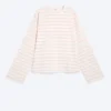 Langarmshirt aus Baumwolle – Hellbeige – Orangefarbene Streifen Langarmshirt aus Baumwolle – Hellbeige – Orangefarbene Streifen