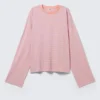 Langarmshirt aus Baumwolle – Korallen-/Fliederstreifen Langarmshirt aus Baumwolle – Korallen-/Fliederstreifen