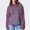Langarmshirt aus Baumwolle – Marineblau/Rosa Streifen Langarmshirt aus Baumwolle – Marineblau/Rosa Streifen
