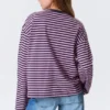 Langarmshirt aus Baumwolle – Marineblau/Rosa Streifen Langarmshirt aus Baumwolle – Marineblau/Rosa Streifen