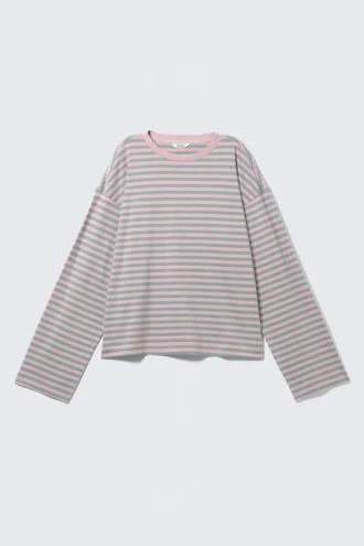 Langarmshirt aus Baumwolle – Rosa Streifen