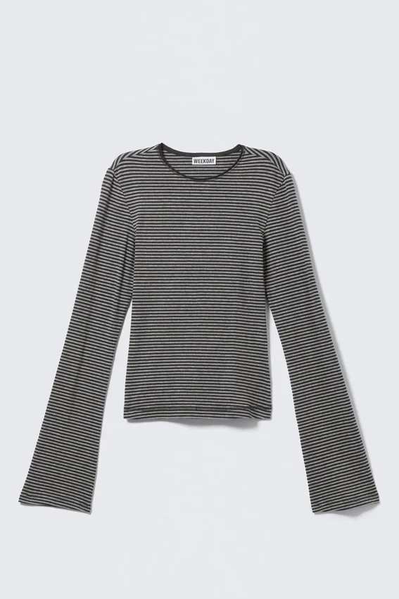 Langarmshirt aus Baumwolle – schwarz-grau gestreift Langarmshirt aus Baumwolle – schwarz-grau gestreift