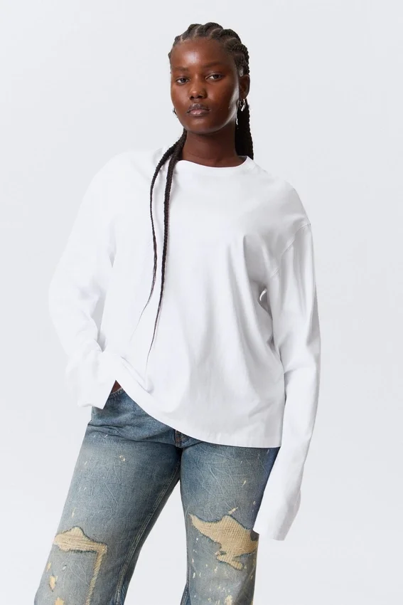 Langarmshirt aus Baumwolle – Weiß Langarmshirt aus Baumwolle – Weiß