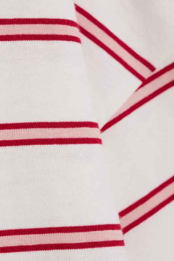 Langarmshirt aus Baumwolle – Weiß – Rosa/rote Streifen Langarmshirt aus Baumwolle – Weiß – Rosa/rote Streifen