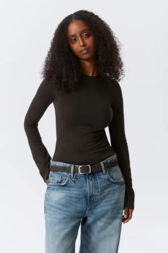 Langarmshirt – Dunkelbraun