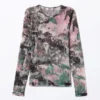 Langarmshirt mit bedrucktem Mesh – Muted Wild Langarmshirt mit bedrucktem Mesh – Muted Wild