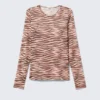 Langarmshirt mit bedrucktem Mesh-Oberteil – Tiger-gestreift, rosa