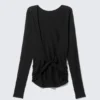 Langarmshirt mit offenem Rücken – Schwarz