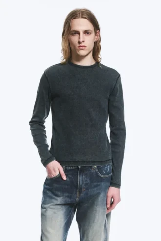 Langarmshirt mit Rippstrick – Dunkelblau