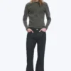 Langarmshirt mit Rippstrick – Dunkelgrün Langarmshirt mit Rippstrick – Dunkelgrün