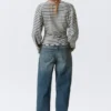 Langarmshirt mit Rüschen – gestreift, grau meliert Langarmshirt mit Rüschen – gestreift, grau meliert