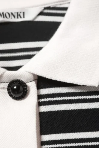 Langarmshirt mit Rugby-Polo-Design – schwarz-weiße Streifen